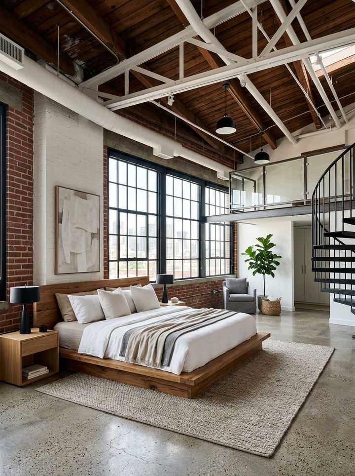 Loft style bedroom - 30 rustic beige bedroom ideas