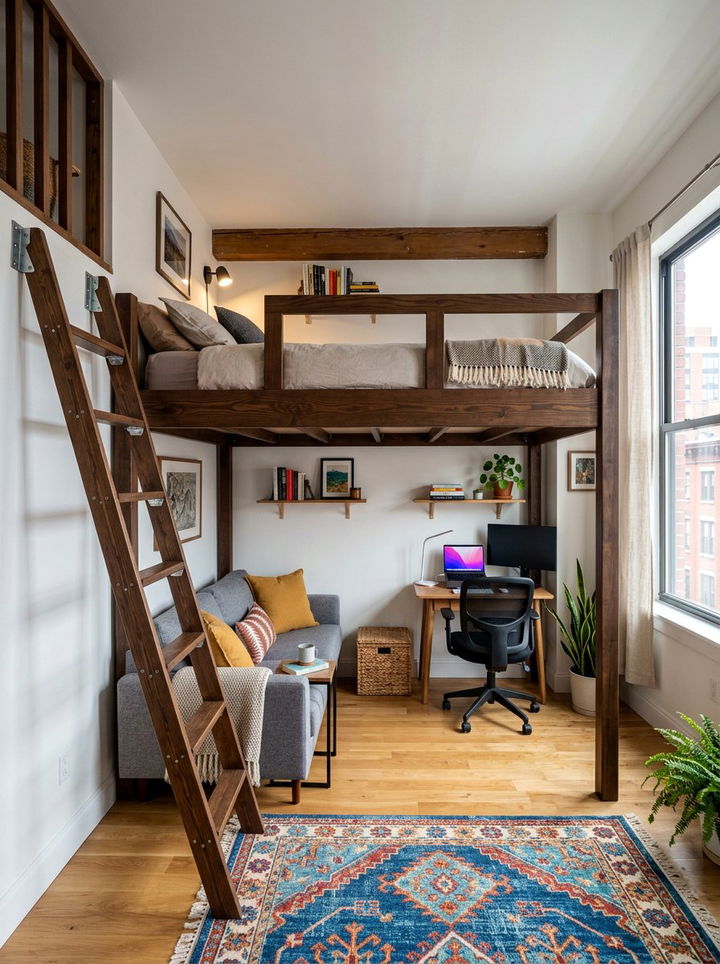 Lofted Bed Bedroom - 30 townhouse bedroom ideas