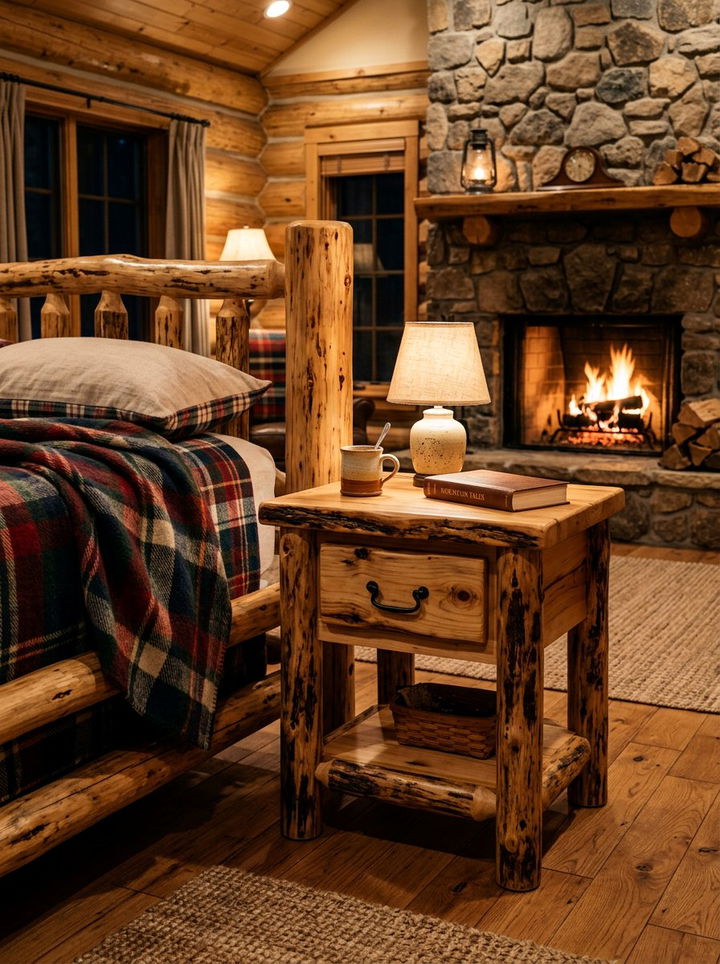 Log Cabin Nightstand - 30 bedroom rustic nightstands