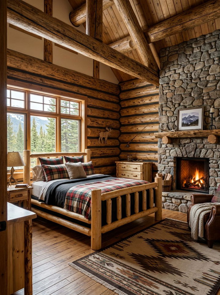 Log Cabin Style Bedroom - 30 forest bedroom ideas