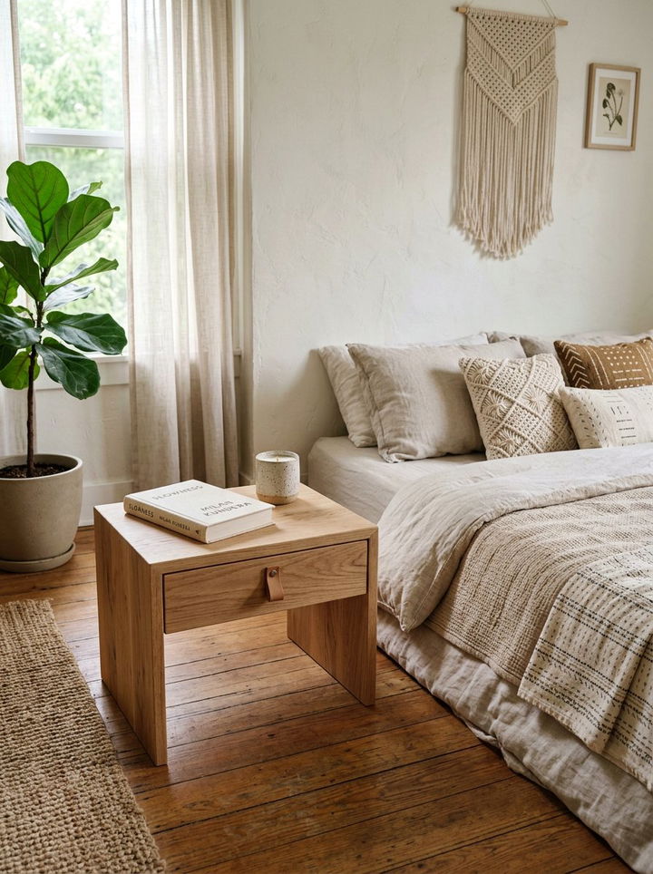 Low Height Nightstand - 30 low ceiling bedroom ideas