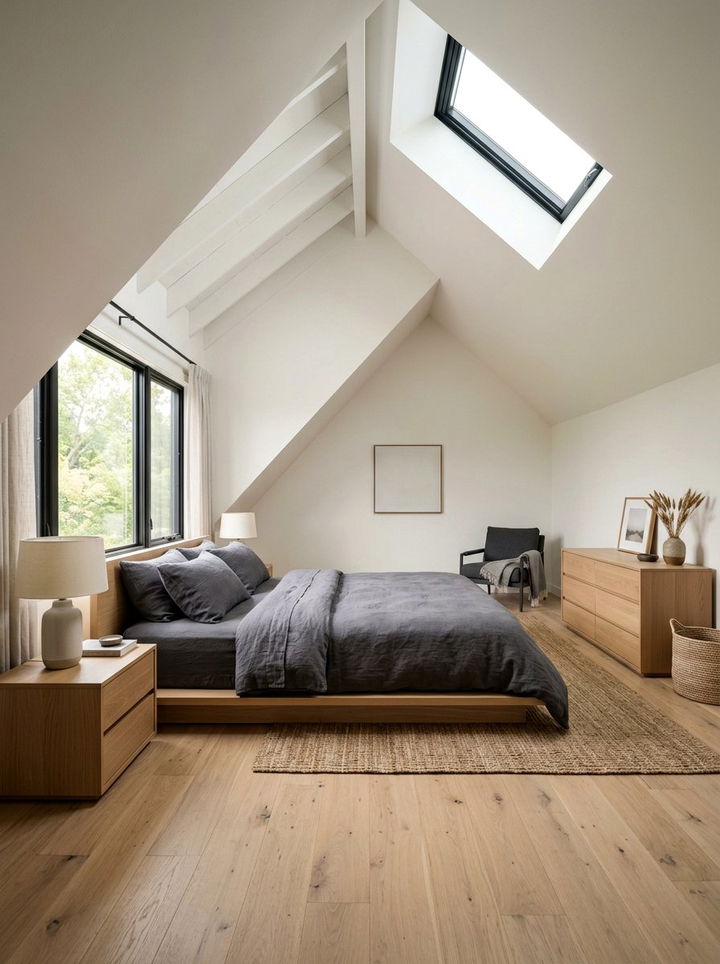 Low Profile Bed - 30 sloped ceiling bedroom ideas