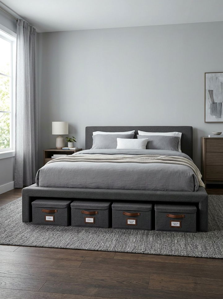 Low Profile Under Bed Totes - 30 bedroom under bed storage ideas