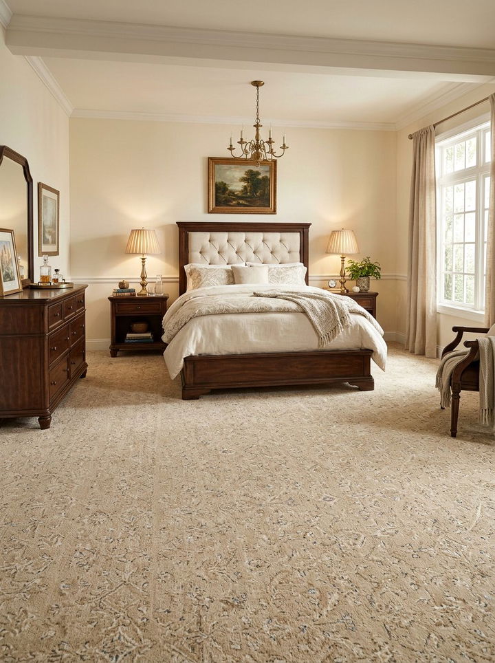 Low pile beige carpet - 30 bedroom carpet ideas
