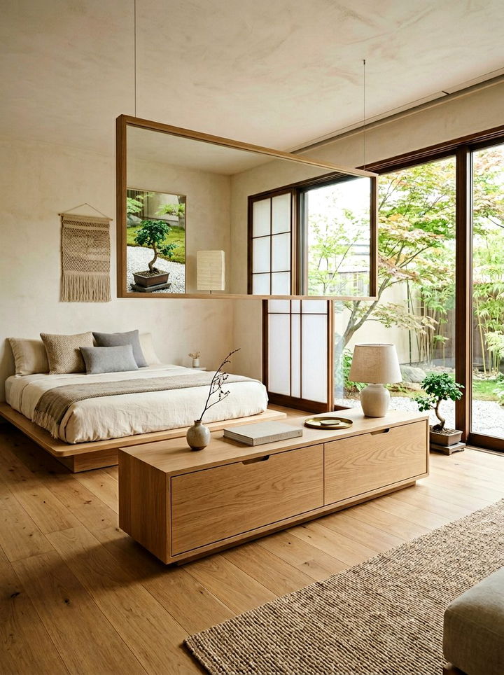 Low profile dresser with wide horizontal mirror - 30 bedroom dresser with mirror ideas