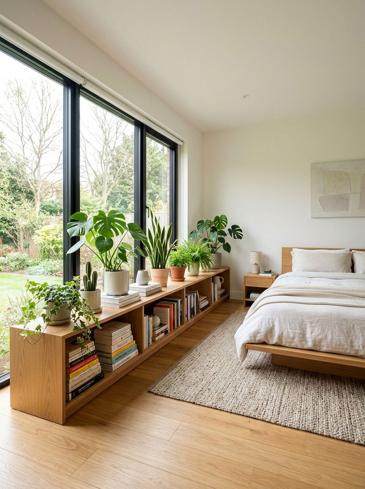 Low profile floor shelf - 30 bedroom book displays