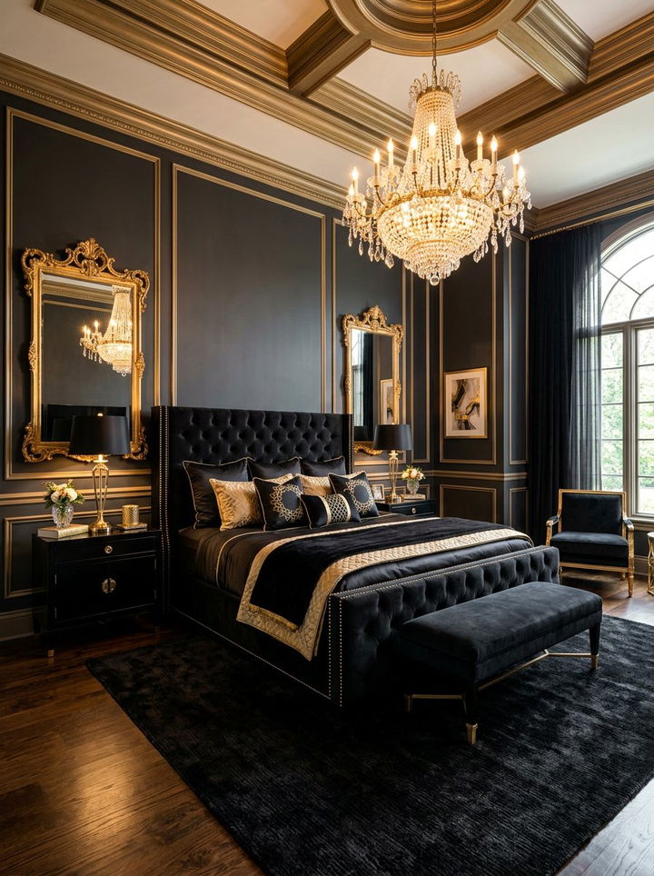 Luxury Black And Gold Master Suite - 30 black and gold bedroom ideas