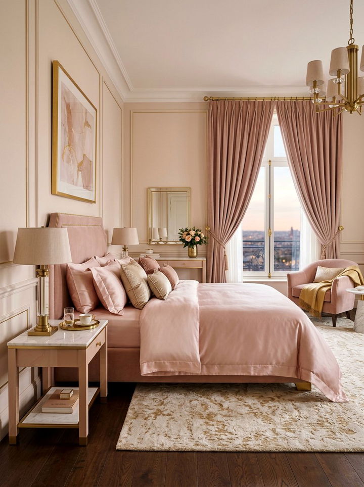 Luxury Blush Gold Bedroom - 30 blush and gold bedroom ideas