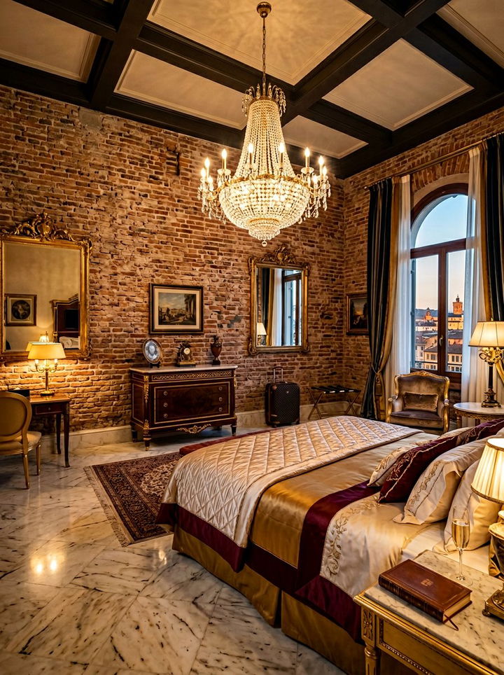 Luxury Brick Suite - 30 exposed brick bedroom ideas