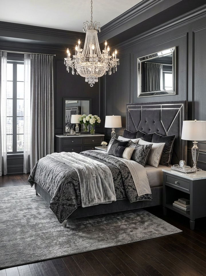 Luxury Charcoal Bedroom Suite - 30 charcoal accent wall bedroom