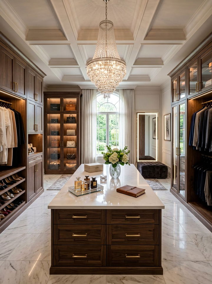 Luxury Dressing Room With Island - 30 bedroom walk-in closets