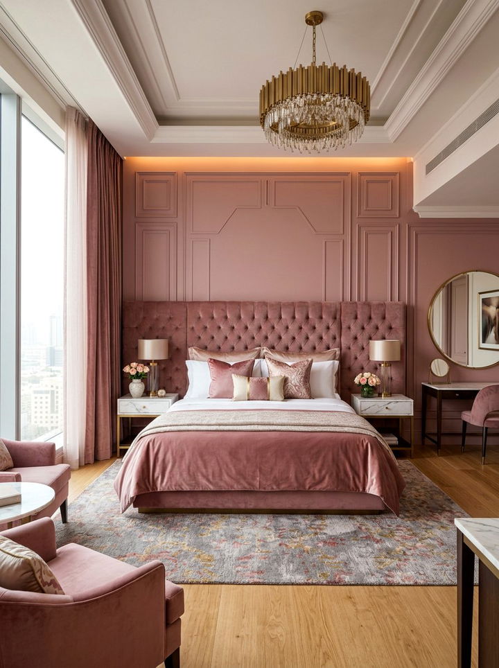 Luxury Dusty Rose Bedroom Suite - 30 dusty rose accent wall bedroom