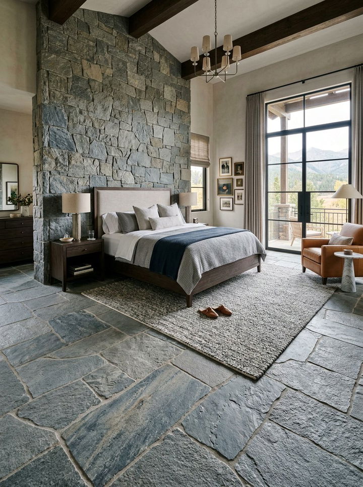 Luxury Flagstone Bedroom - 30 bedroom stone wall ideas