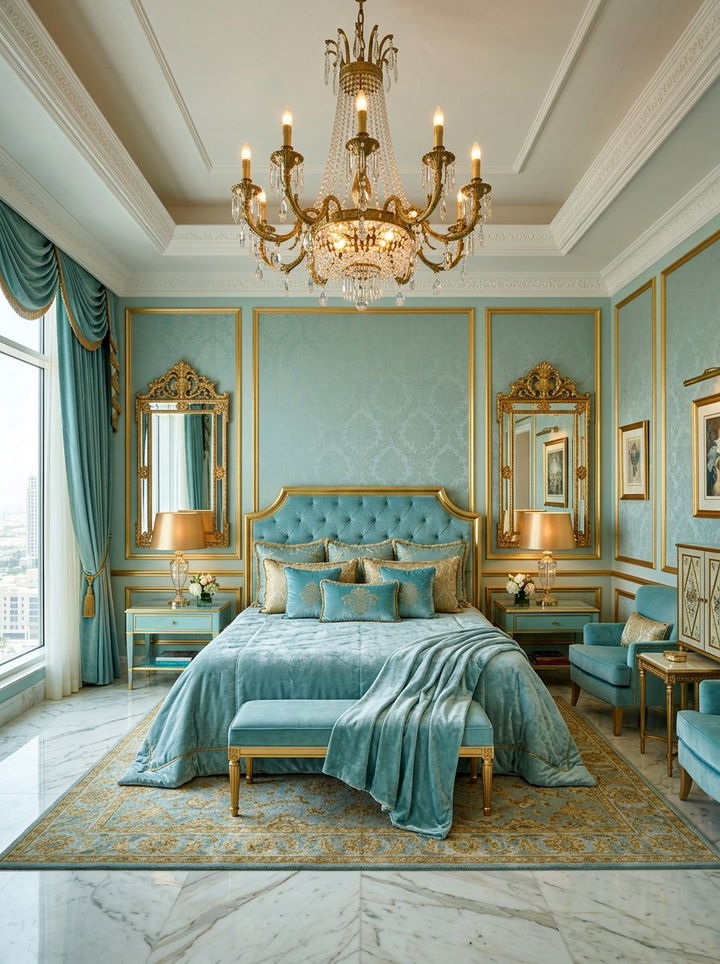 Luxury Gold And Aqua Bedroom - 30 aqua bedroom ideas