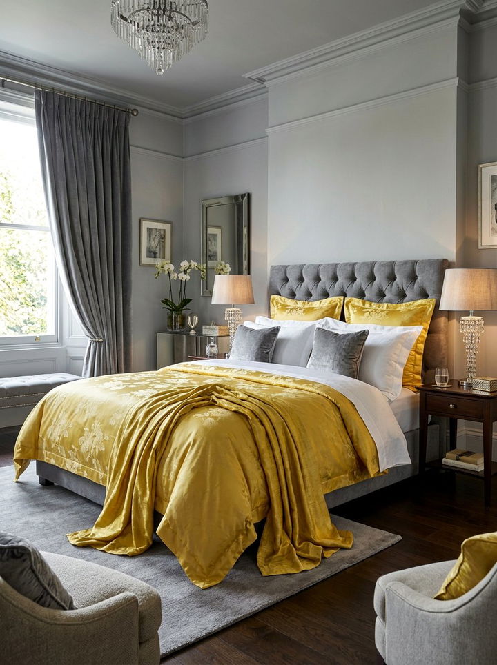 Luxury Gray Bedroom Yellow Silk - 30 gray and yellow bedroom ideas