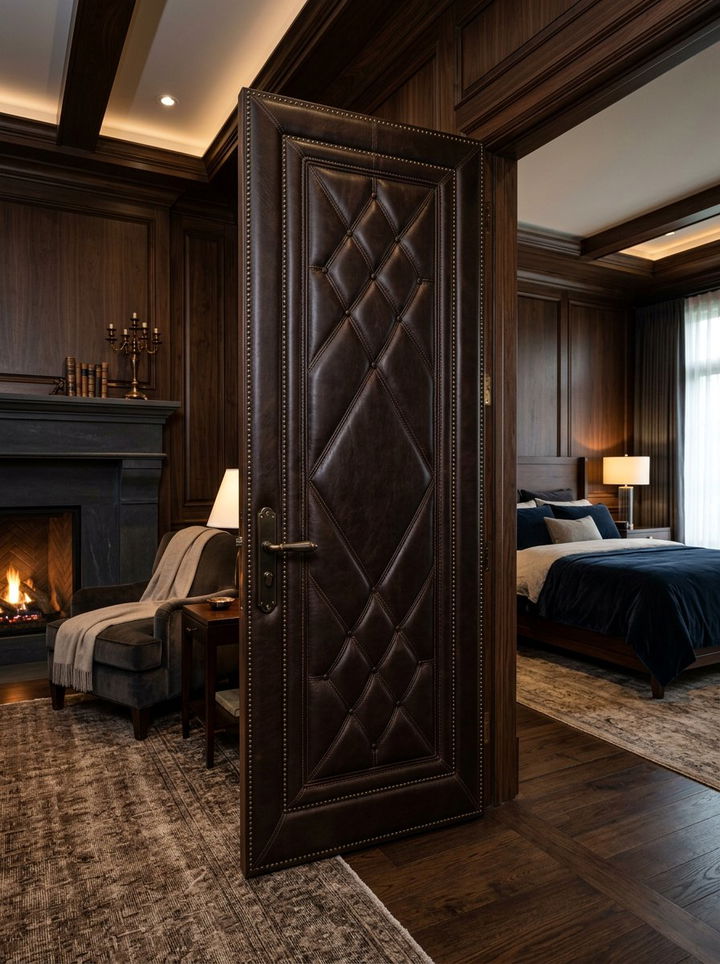 Luxury Leather Wrapped Door - 30 bedroom door designs
