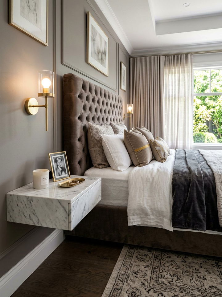 Luxury Marble Floating Nightstand - 30 bedroom floating nightstands