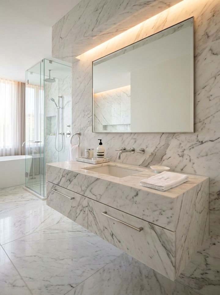 Luxury Marble Floating Vanity - 30 bedroom floating vanity ideas