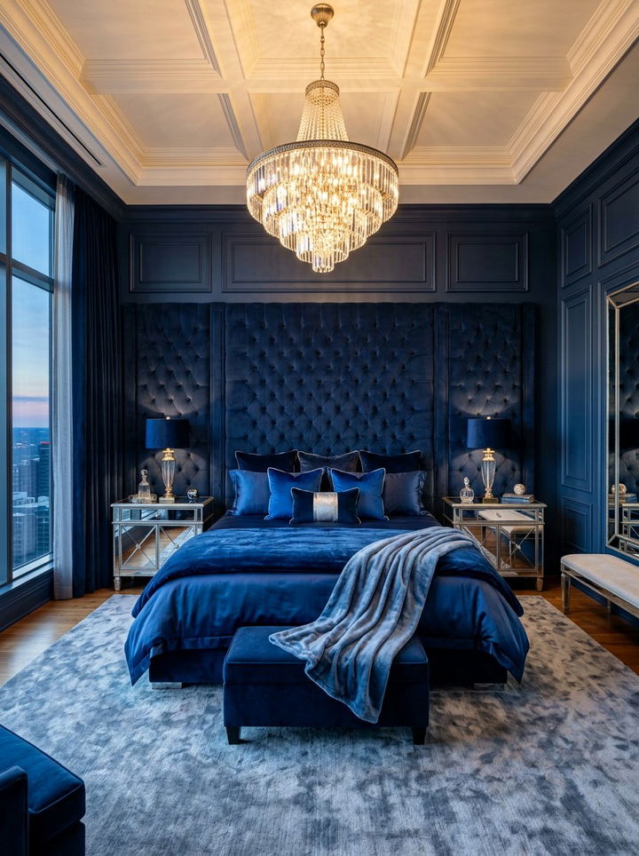Luxury Velvet Blue Bedroom - 30 ocean blue bedroom ideas