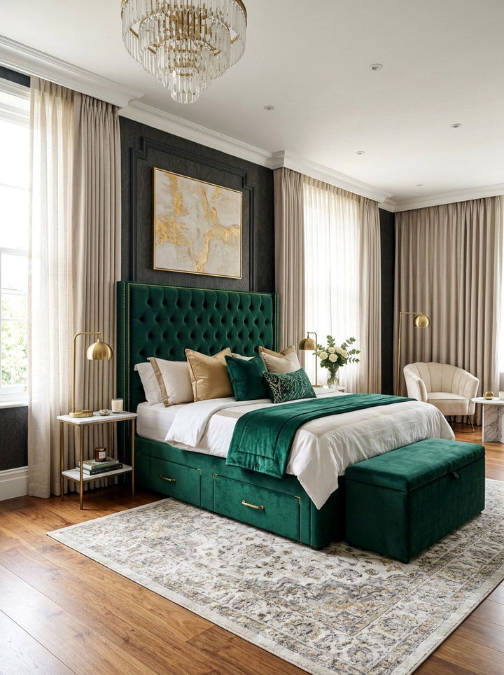 Luxury Velvet Storage Bed - 30 bedroom ottoman bed ideas