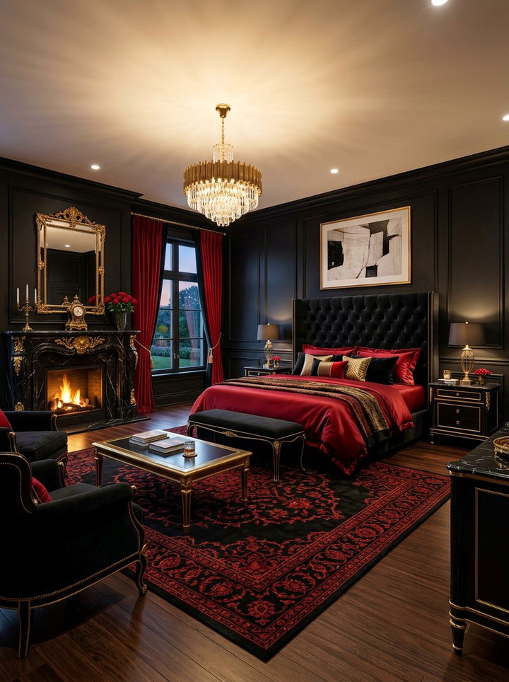 Luxury black and red bedroom - 30 black and red bedroom color combo