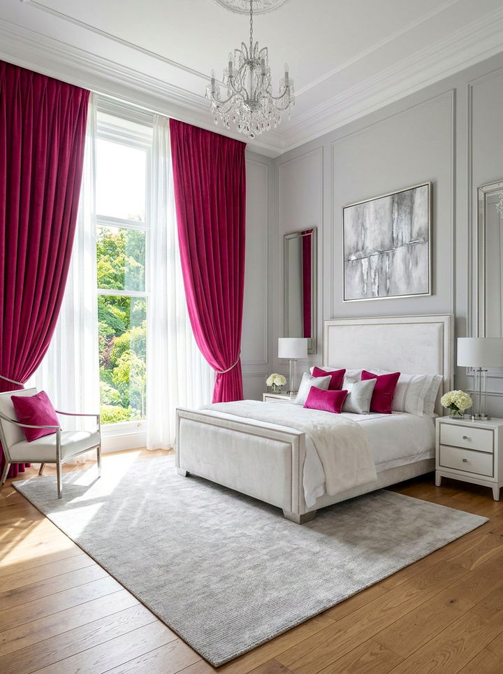 Luxury fuchsia curtains - 30 fuchsia bedroom ideas
