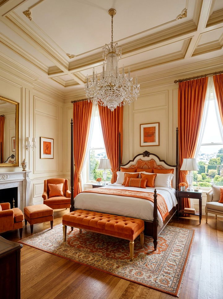 Luxury orange and white bedroom design - 30 orange and white bedroom ideas