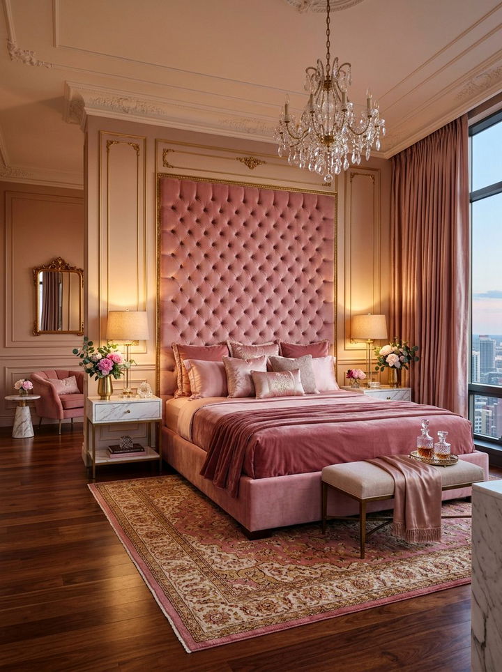 Luxury pink velvet bedroom - 30 pale pink bedroom ideas