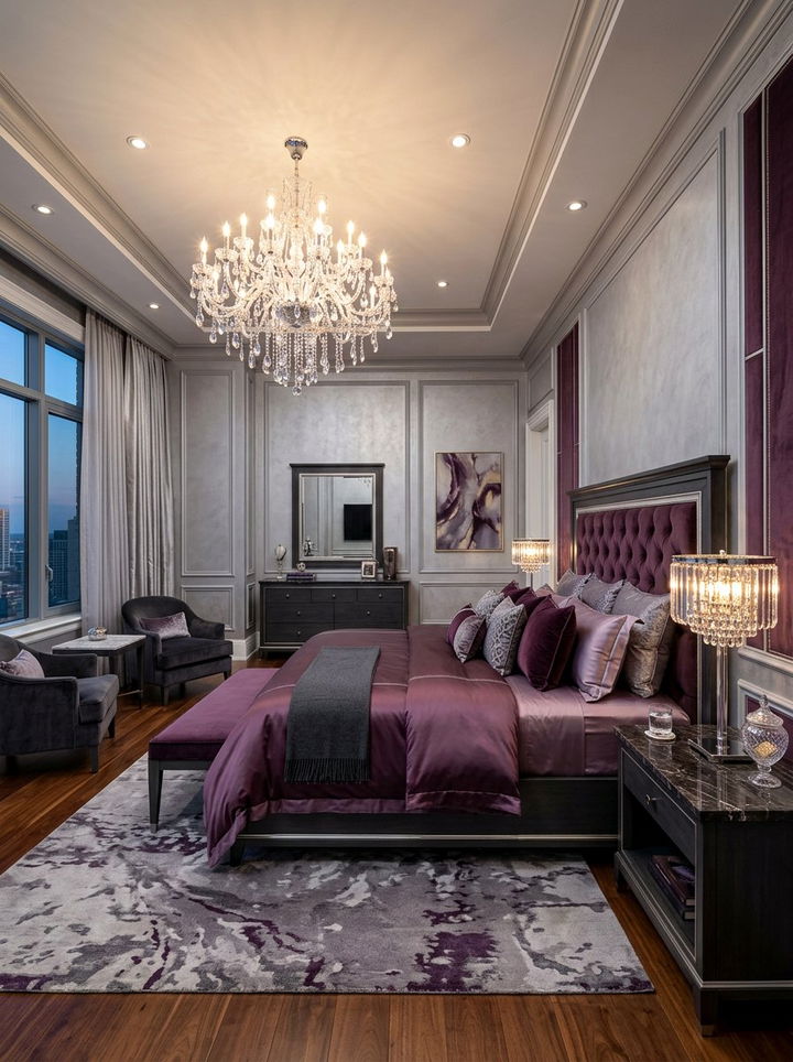 Luxury purple and gray bedroom - 30 purple and gray bedroom ideas