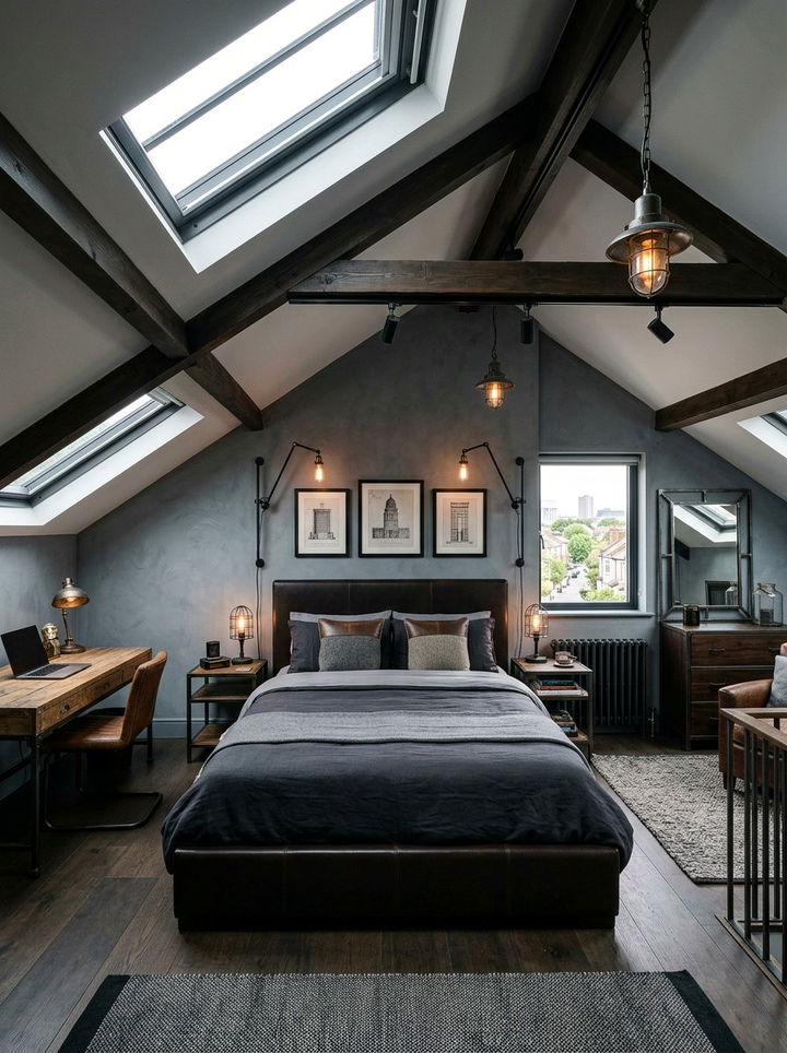 MASCULINE ATTIC BEDROOM - 30 attic bedroom ideas