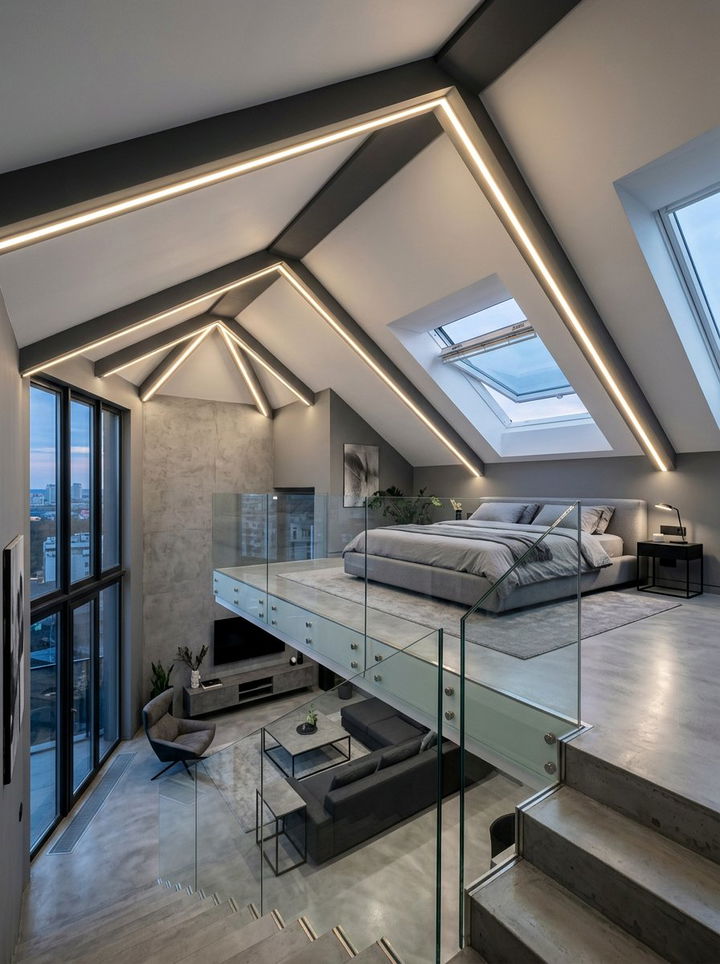 MODERN ATTIC LOFT - 30 attic bedroom ideas