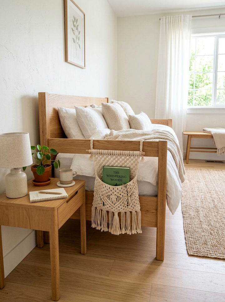 Macrame Bedside Pocket - 30 macrame bedroom ideas