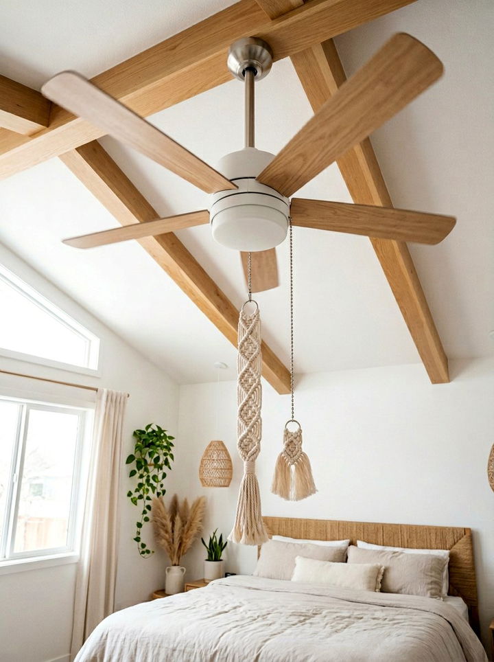 Macrame Ceiling Fan Pull - 30 macrame bedroom ideas