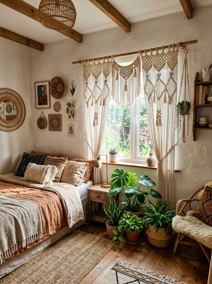Macrame Curtains - 30 bedroom window treatment ideas