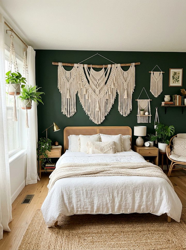 Macrame Decor Bedroom - 30 bohemian green bedroom ideas