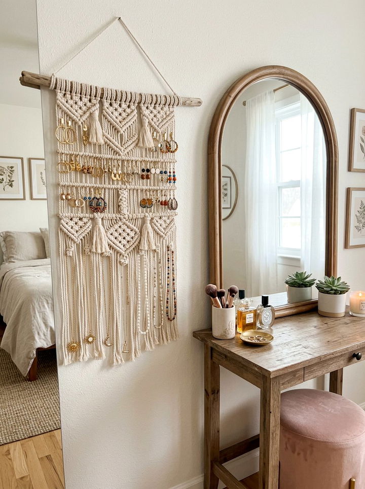 Macrame Jewelry Organizer - 30 macrame bedroom ideas