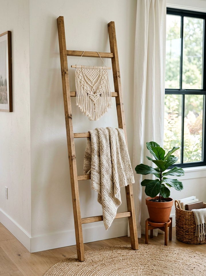 Macrame Ladder Decor - 30 macrame bedroom ideas