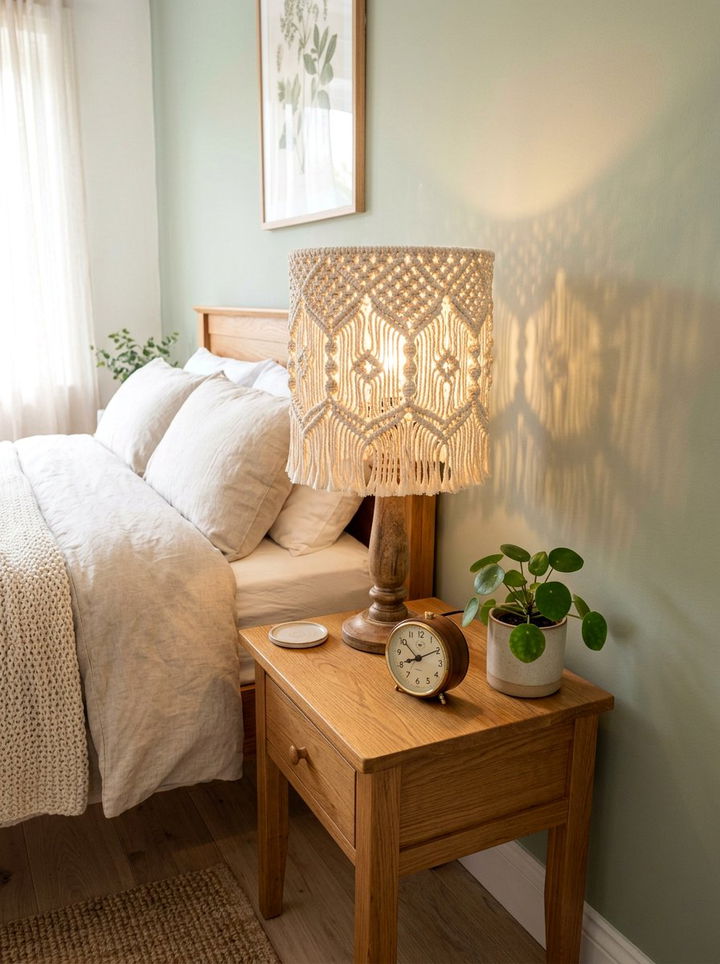 Macrame Lamp Shade - 30 macrame bedroom ideas