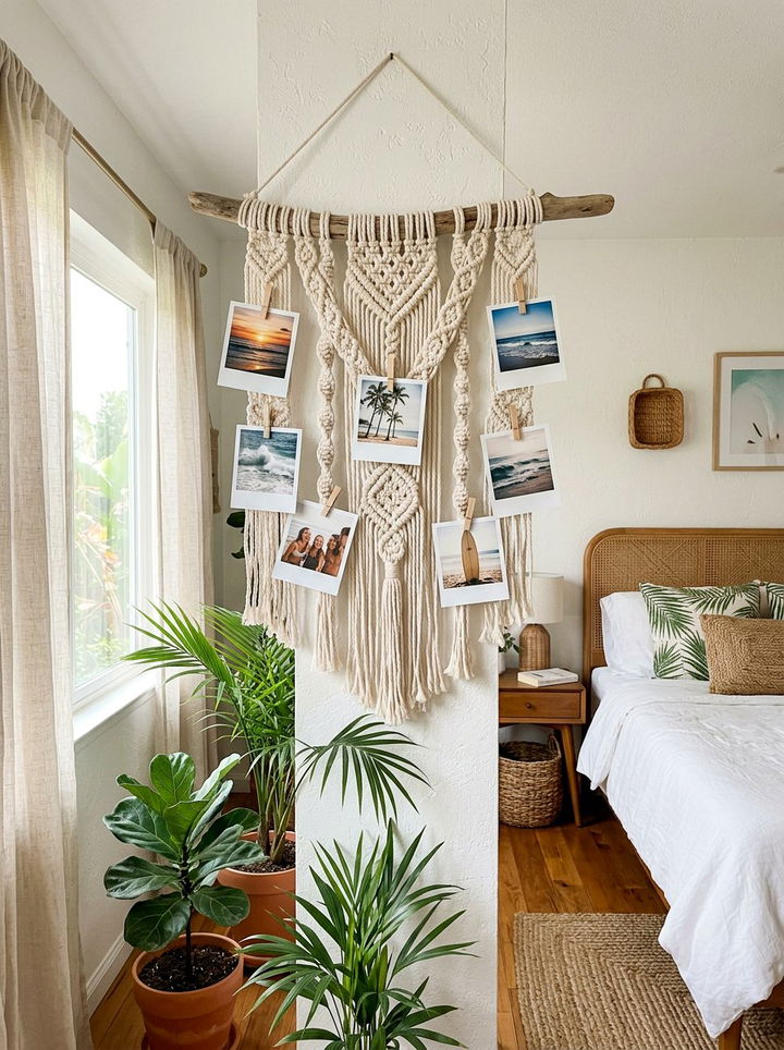 Macrame Photo Hanger - 30 bedroom photo displays