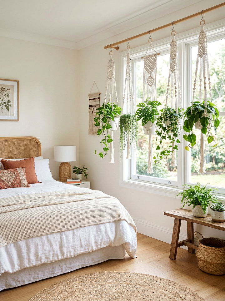 Macrame Plant Hanger - 30 nature themed bedroom ideas