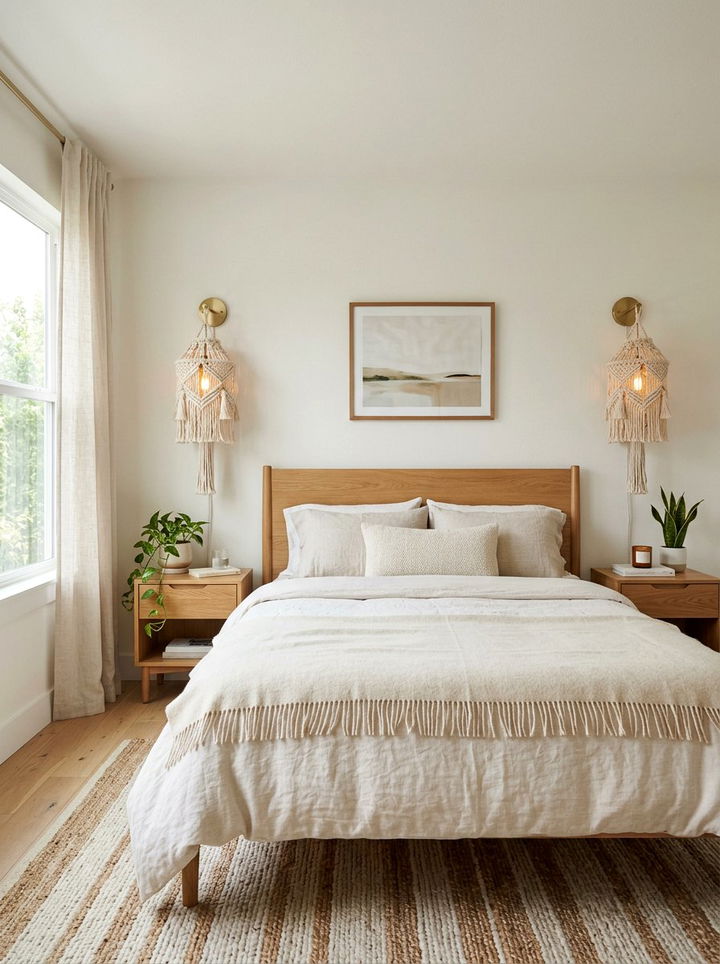 Macrame Sconce - 30 macrame bedroom ideas