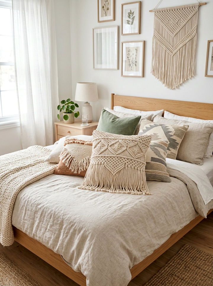 Macrame Throw Pillow - 30 macrame bedroom ideas