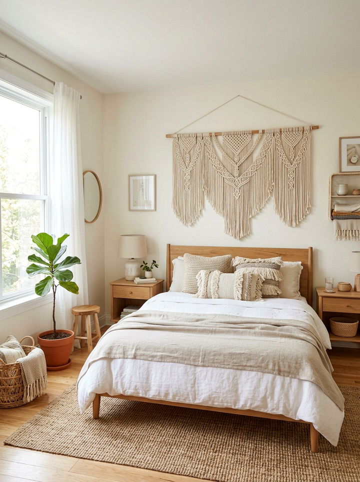 Macrame Wall Decor - 30 bohemian bedroom ideas