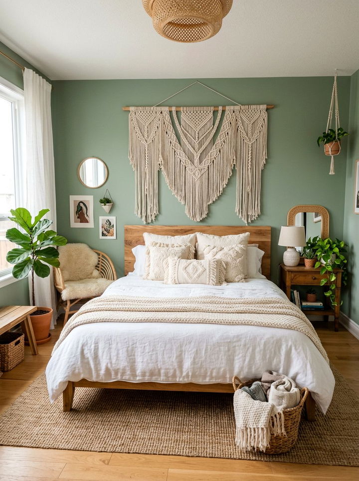 Macrame Wall Hanging - 30 bedroom texture layering ideas