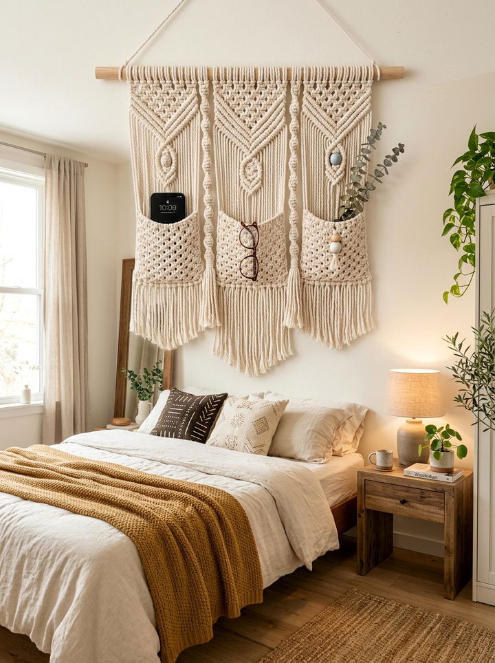 Macrame Wall Hanging Bedroom - 30 bedroom wall storage ideas