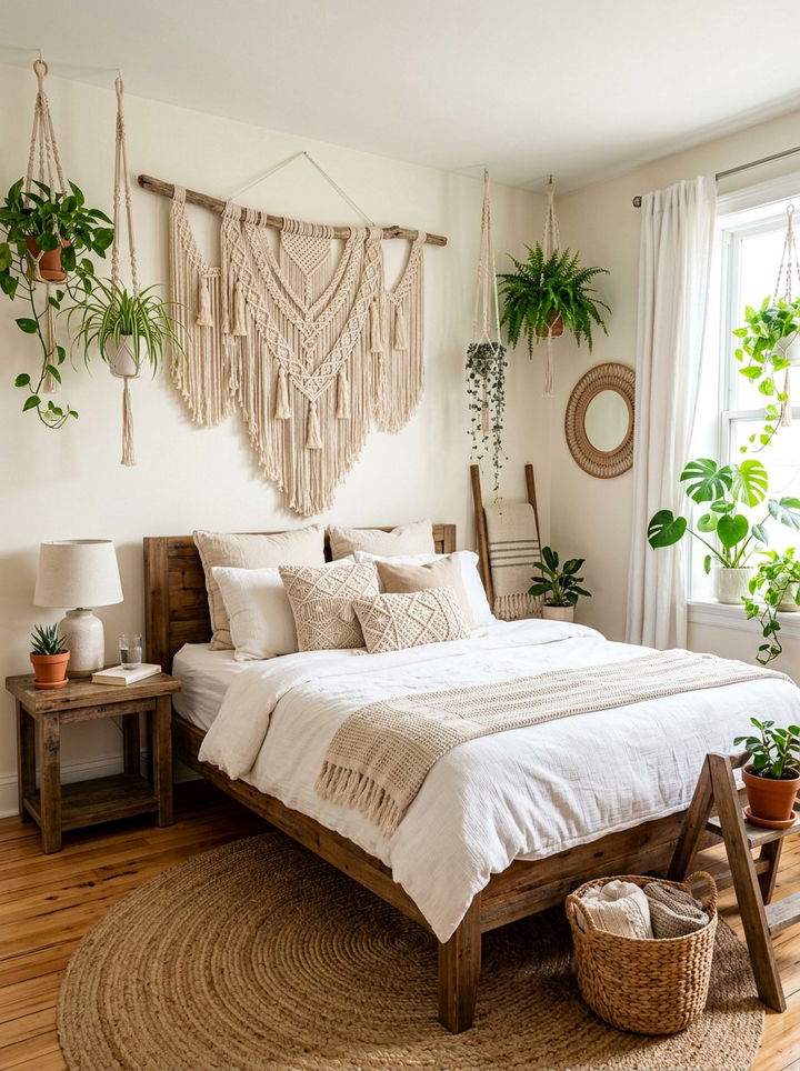 Macrame decor bedroom - 30 retro bedroom ideas