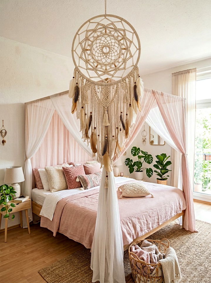 Macrame dream catcher wall decor - 30 bedroom macrame wall hangings