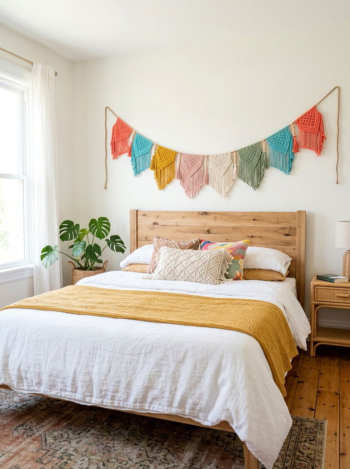 Macrame garland wall decor - 30 bedroom macrame wall hangings