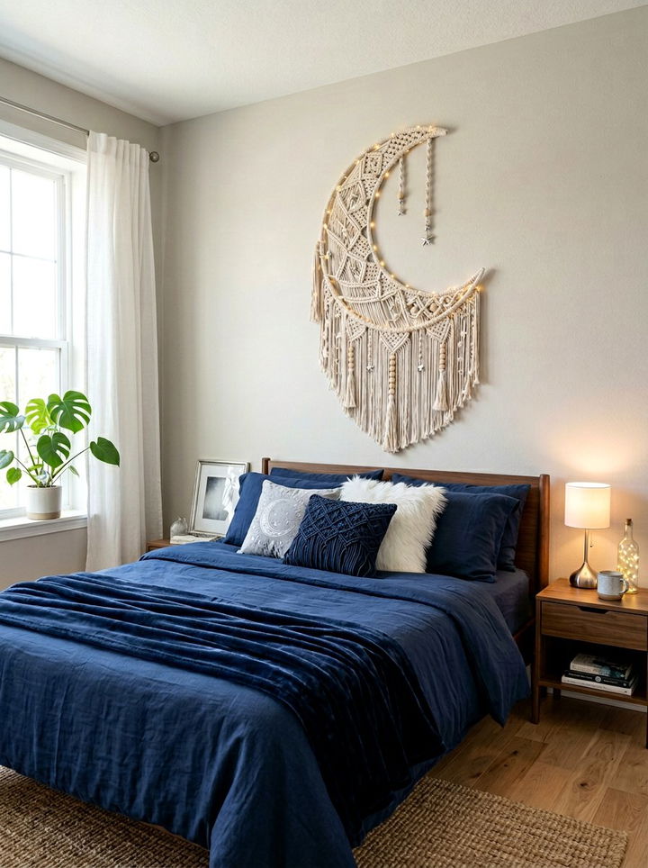 Macrame moon wall decor - 30 bedroom macrame wall hangings