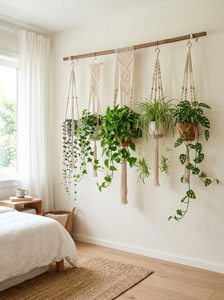 Macrame plant hanger wall display - 30 bedroom macrame wall hangings